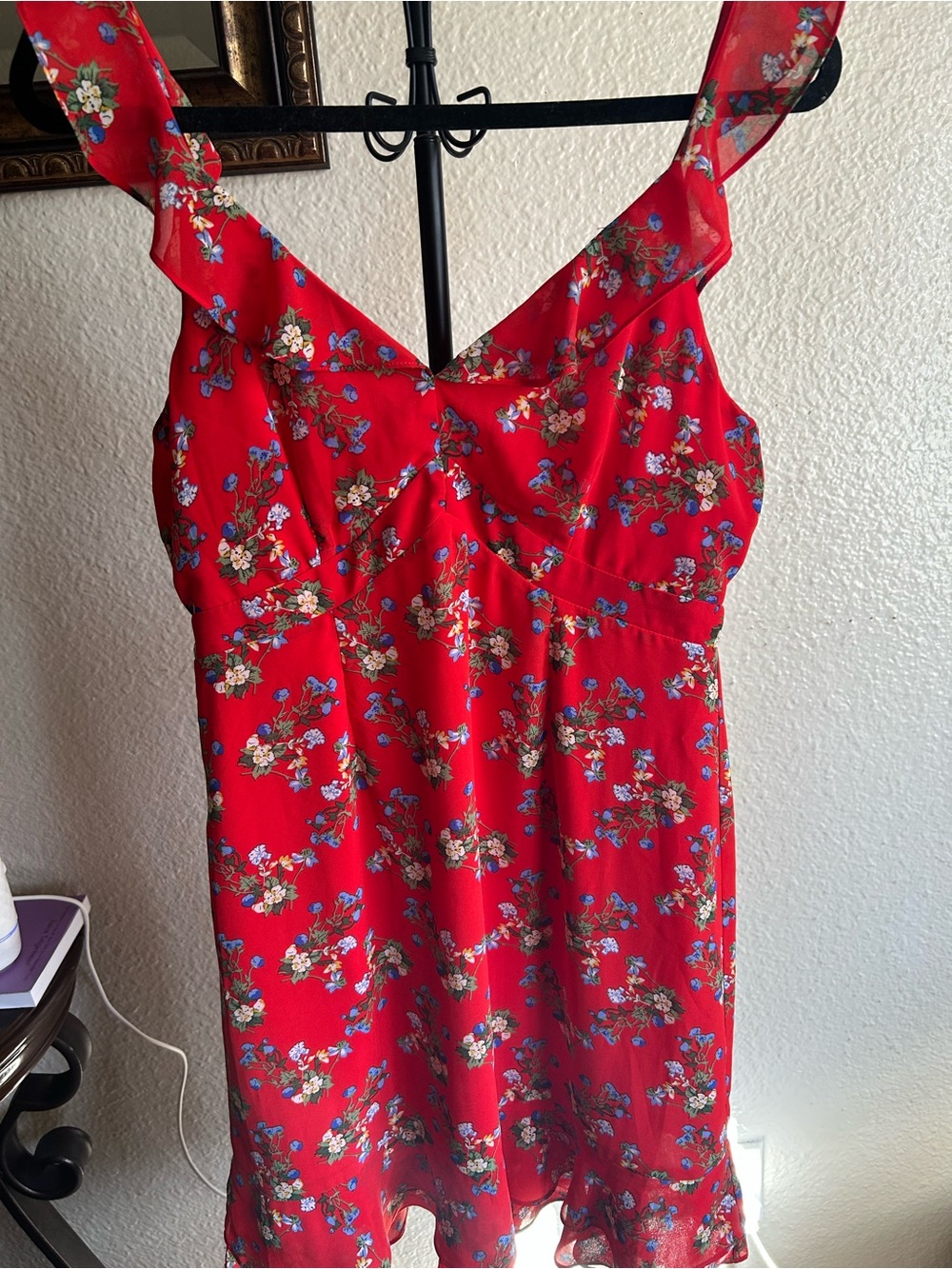 Sugarlips Red Floral Jacquard Mini Dress - Picture 4 of 5